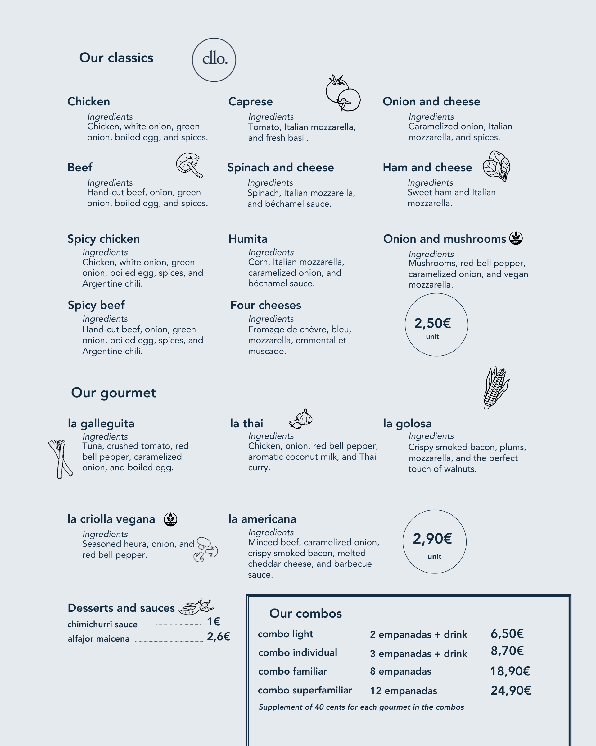 Argentinian Empanadas English Menu