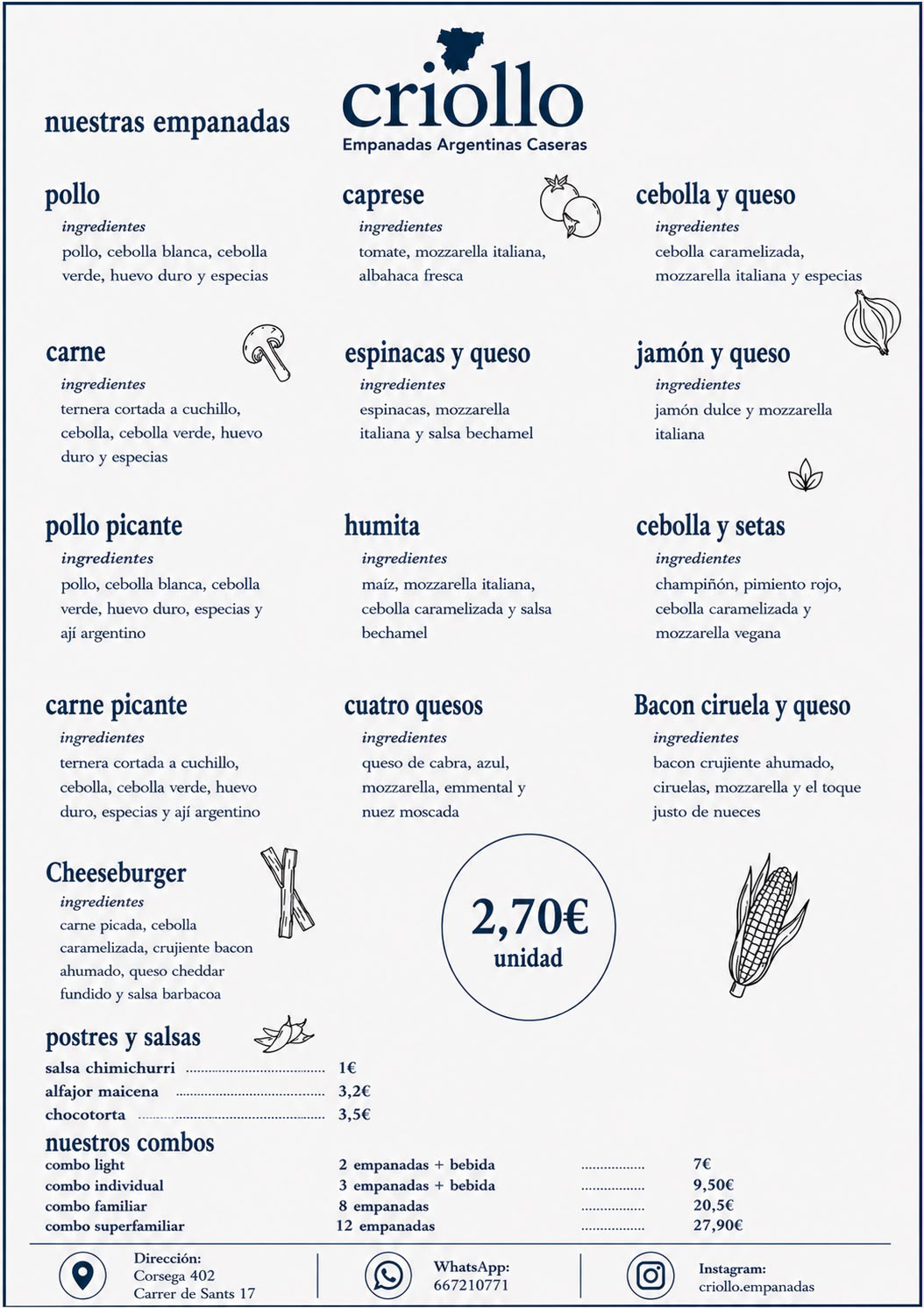Carta de Empanadas Argentinas en Español